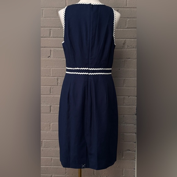 J.Crew  NWT Navy blue dress -white trim  10 - Picture 8 of 11